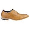 Mens Slip On Real Leather Shoes Smart Formal Navy Tan Brown Wedding Office Party