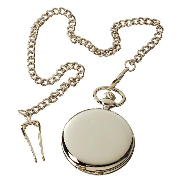 Classic 1920's Style Pocket Silver Watch with Chain
