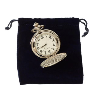 Klassische Taschenuhr im Stil der 1920er Jahre aus Silber mit Kette