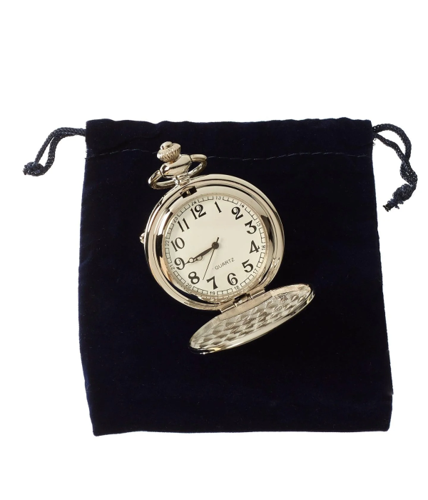 Classic 1920's Style Pocket Silver Watch with Chain