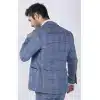 Mens Marc Darcy Light Blue Navy Check Blazer Smart Casual Tweed Slim Fit Clinton