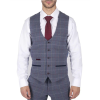 Mens Marc Darcy Blue Grey Red Check Waistcoat Smart Casual Tweed Slim Fit Drake