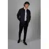 Mens Mid Length Overcoat Jacket Light Weight Smart Casual Navy Mac
