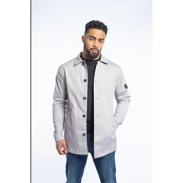 Mens Mid Length Overcoat Jacket Light Weight Smart Casual Beige Stone  Mac