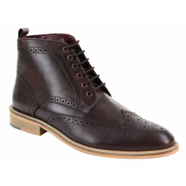 Mens Brogue Ankle Boots Brown