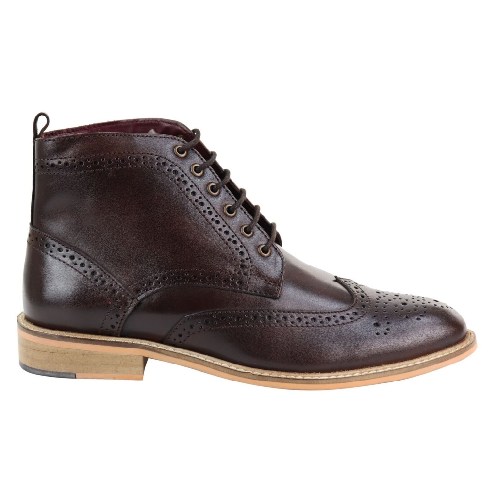 Mens Brogue Ankle Boots Brown: Buy Online - Happy Gentleman