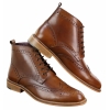 Mens Brogue Ankle Boots  Tan