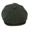 Mens Herringbone Tweed 8 Panel Cap Olive
