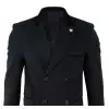 Mens 3/4 Long Double Breasted Black Overcoat