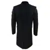 Mens 3/4 Long Double Breasted Black Overcoat