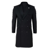 Mens 3/4 Long Double Breasted Black Overcoat