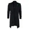 Mens 3/4 Long Double Breasted Black Overcoat