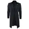 Mens 3/4 Long Double Breasted Charcoal Overcoat