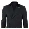 Mens 3/4 Long Double Breasted Charcoal Overcoat