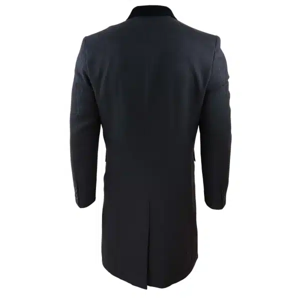 Mens 3/4 Long Double Breasted Charcoal Overcoat