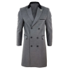 Mens 3/4 Long Double Breasted Grey Overcoat