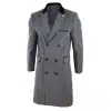 Mens 3/4 Long Double Breasted Grey Overcoat