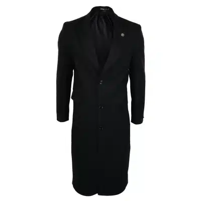 Compare Color Mens Full Lenth Overcoat Mac Jacket Wool Feel Black 1920s Blinders