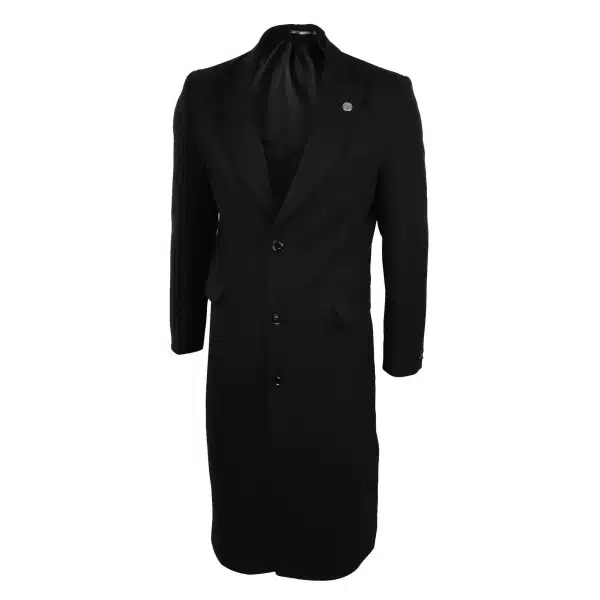 Compare Color Mens Full Lenth Overcoat Mac Jacket Wool Feel Black 1920s Blinders