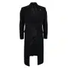 Compare Color Mens Full Lenth Overcoat Mac Jacket Wool Feel Black 1920s Blinders