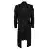 Mens Full Lenth Overcoat Mac Jacket Wool Feel Charcoal 1920s Blinders