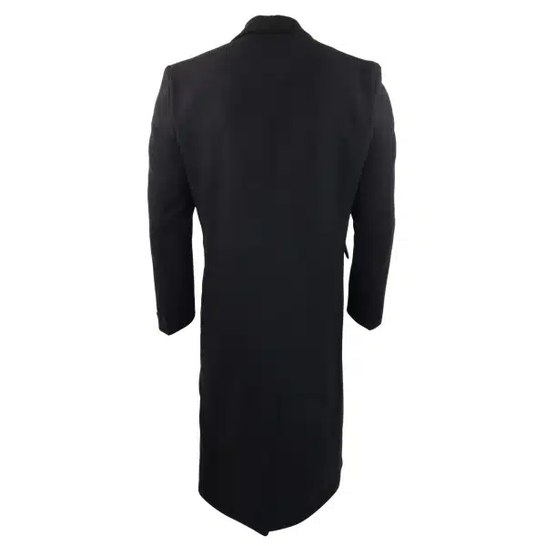 Mens Full Lenth Overcoat Mac Jacket Wool Feel Charcoal 1920s Blinders