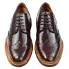 Mens Oxford Brogue Shoes Laced Leather Goodyear Welted Tan Brown Burgundy