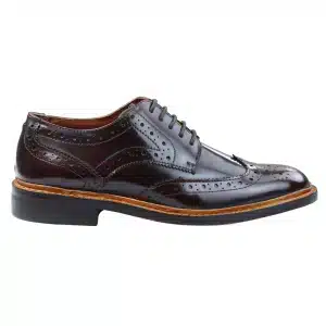 Mens Oxford Brogue Shoes Laced Leather Goodyear Welted Tan Brown Burgundy