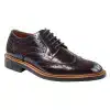 Mens Oxford Brogue Shoes Laced Leather Goodyear Welted Tan Brown Burgundy