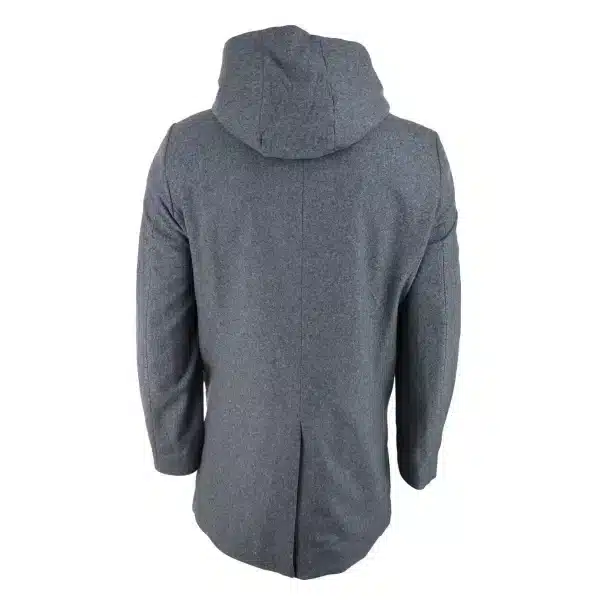 Mens 3/4 Long Overcoat Grey Jacket Coat Removable Hood Smart Casual Winter Warm Wool