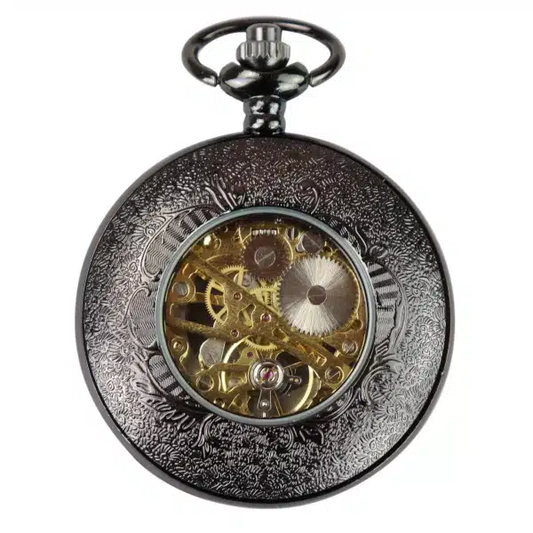 Black Vintage Mechanical Pocket Watch