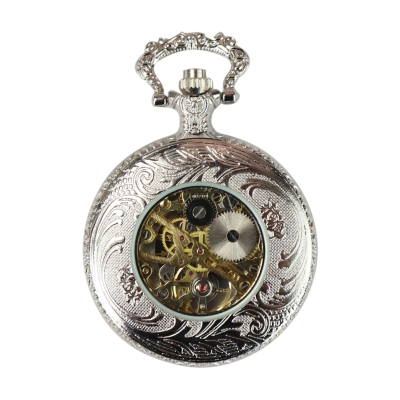 Automatic Mechanical Vintage Pocket Watch Silver Color