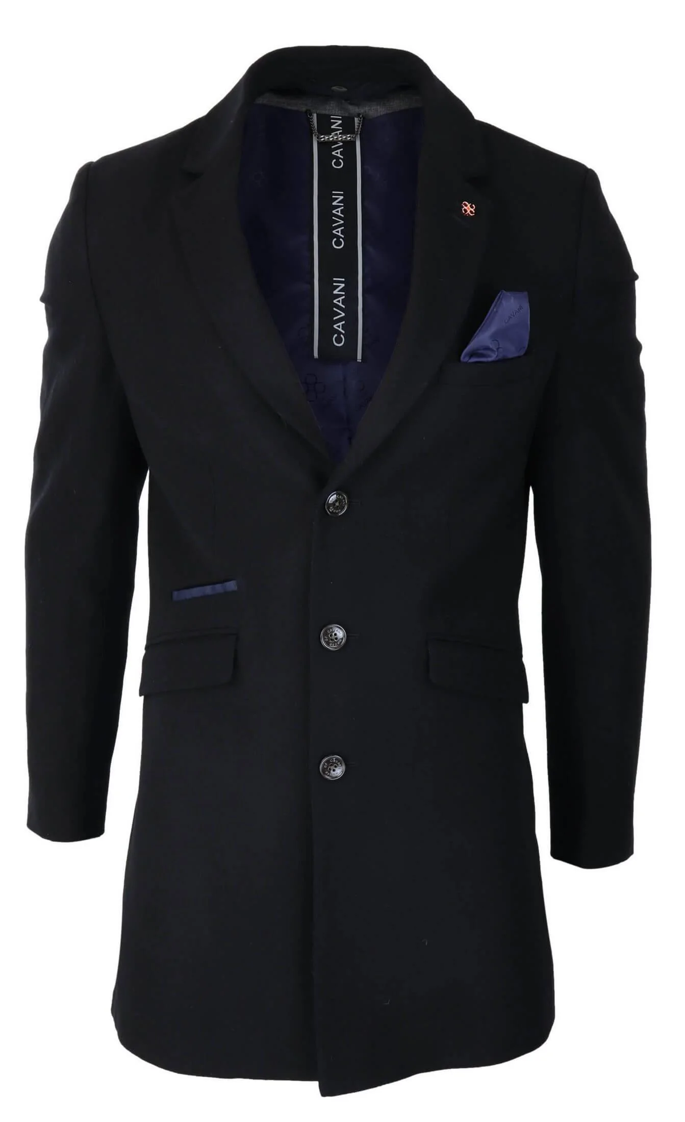 Cavani Mens Classic 3/4 Length Black Overcoat: Buy Online - Happy Gentleman