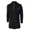 Cavani Mens Classic 3/4 Length Black Overcoat