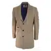Cavani Mens Classic 3/4 Length Camel Overcoat