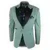 Mens Velvet Blazer Tuxedo Jacket Black Satin Lapel Pastel Blue Pink Green