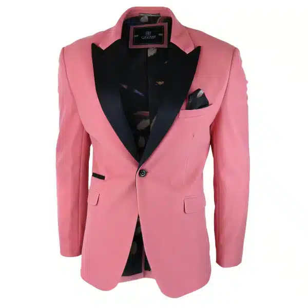 Mens Velvet Blazer Tuxedo Jacket Black Satin Lapel Pastel Pink