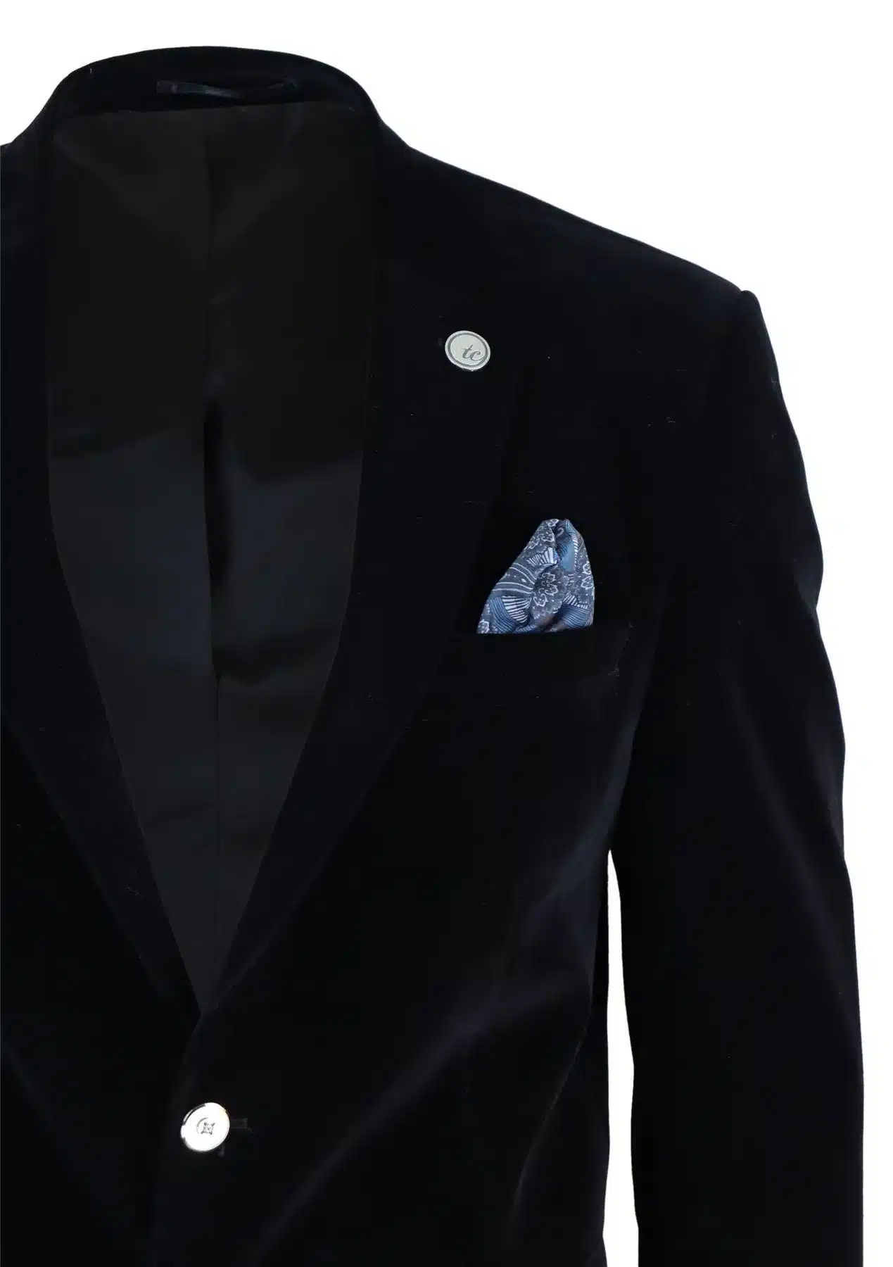 Mens Velvet Blazer Suit Jacket Button Dinner Smart Formal Tailored Fit - Black: Buy Online - Happy Gentleman United States