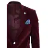Mens Velvet Blazer Suit Jacket 2 Button Dinner Smart Casual Formal Tailored Fit - Wine