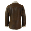 Mens Real Shearling German Navy Sheepskin Double Breasted Jacket Vintage Brown