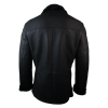 Mens Real Shearling German Navy Sheepskin Double Breasted Jacket Black Fitted