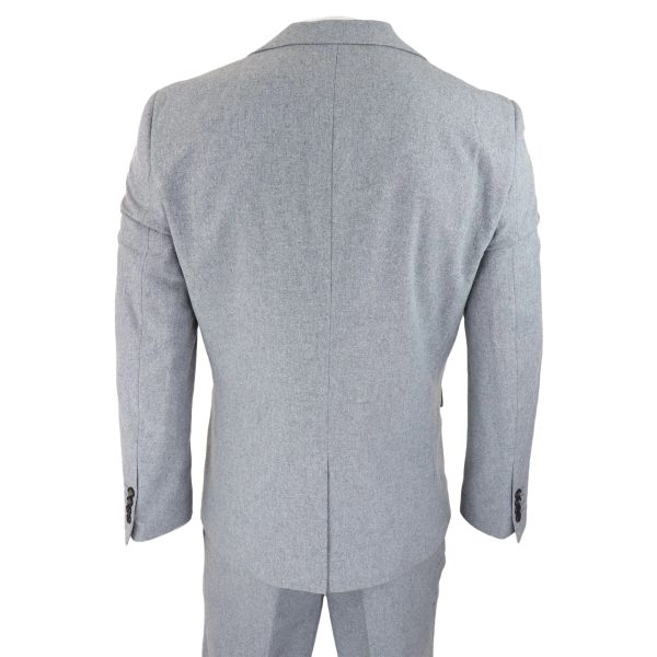 Mens Wool 3 Piece Grey Suit Double Breasted Waistcoat Wedding Party Vintage 1920s