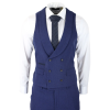 Mens Wool 3 Piece Blue Suit Double Breasted Waistcoat Wedding Party Vintage 1920s