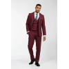 Mens Wool 3 Piece Burgundy Red Suit Double Breasted Wedding Party Vintage 1920s