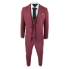 Mens Wool 3 Piece Burgundy Red Suit Double Breasted Wedding Party Vintage 1920s