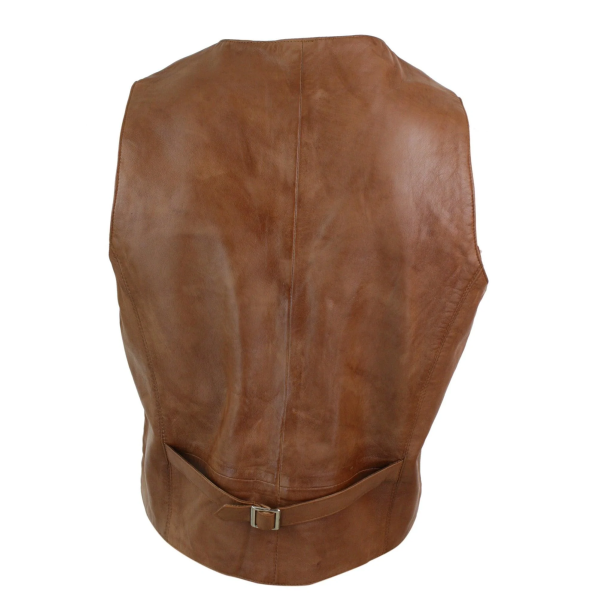 Infinity 153 Napa - Mens Real Leather Gilet Waistcoat Classic Vintage Retro Camel