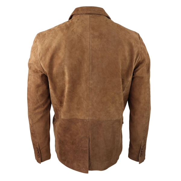 Mens Genuine Suede Blazer Style Jacket Leather Mens Classic VIntage Smart Casual Tan