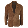 Mens Genuine Suede Blazer Style Jacket Leather Mens Classic VIntage Smart Casual Tan