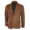 Mens Genuine Suede Blazer Style Jacket Leather Mens Classic VIntage Smart Casual Tan