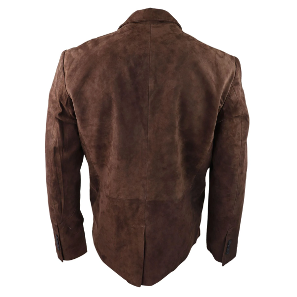 Mens Genuine Suede Blazer Style Jacket Leather Mens Classic VIntage Smart Casual Brown
